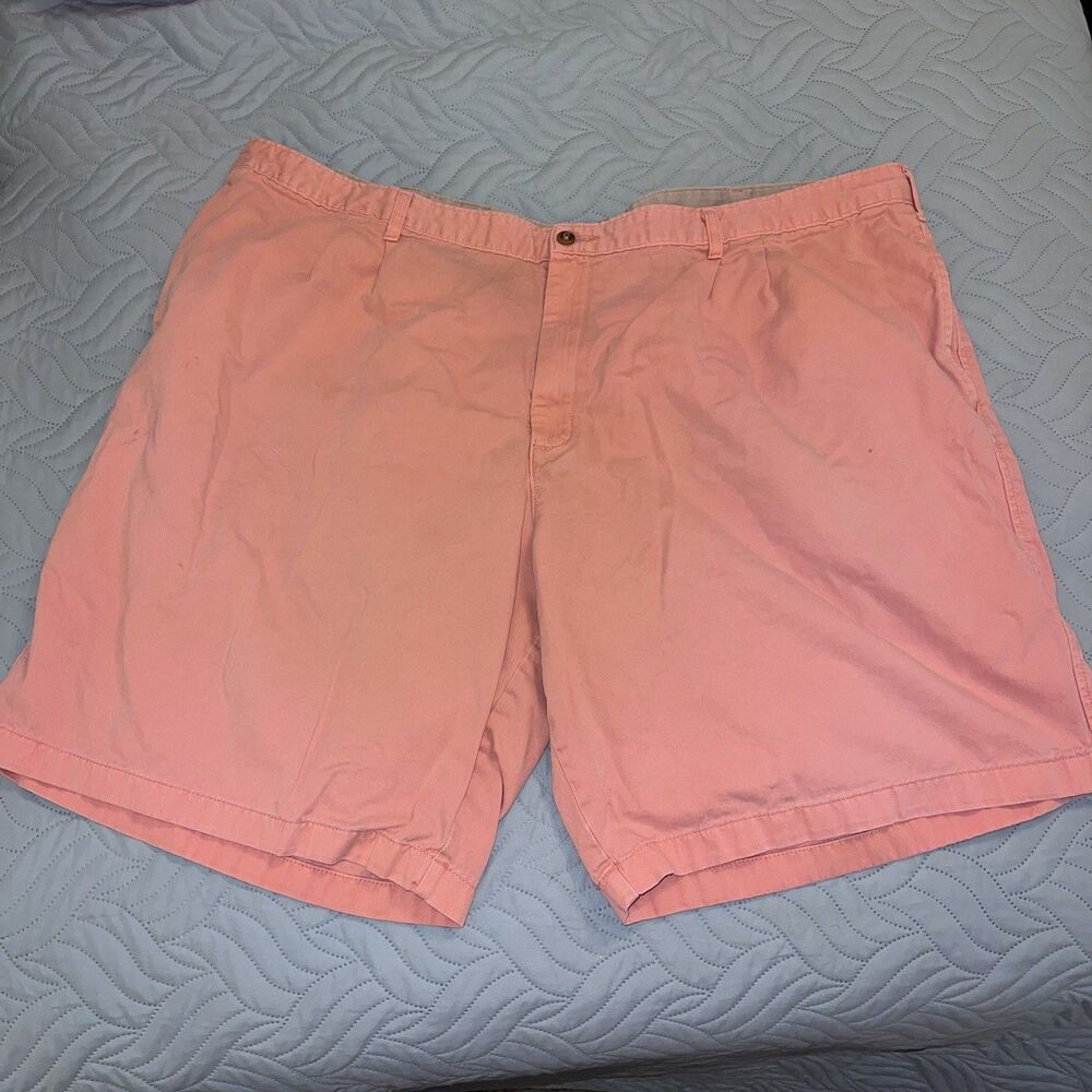 SaddleBred Big & Tall Pink Cotton Twill Chino Shorts 10" Inseam Buc-ee's Logo